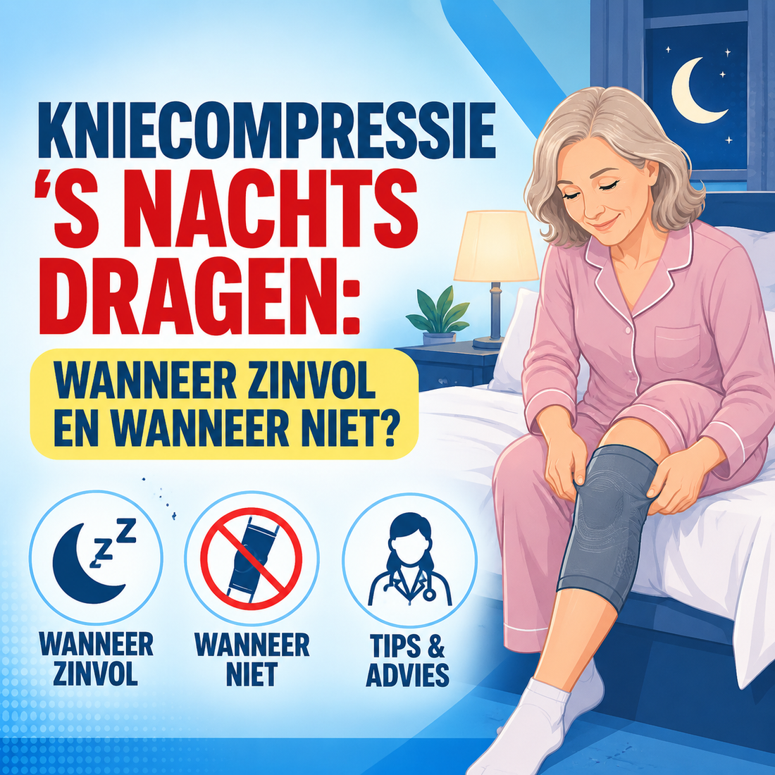 Kniecompressie 's nachts dragen: wanneer zinvol en wanneer niet?