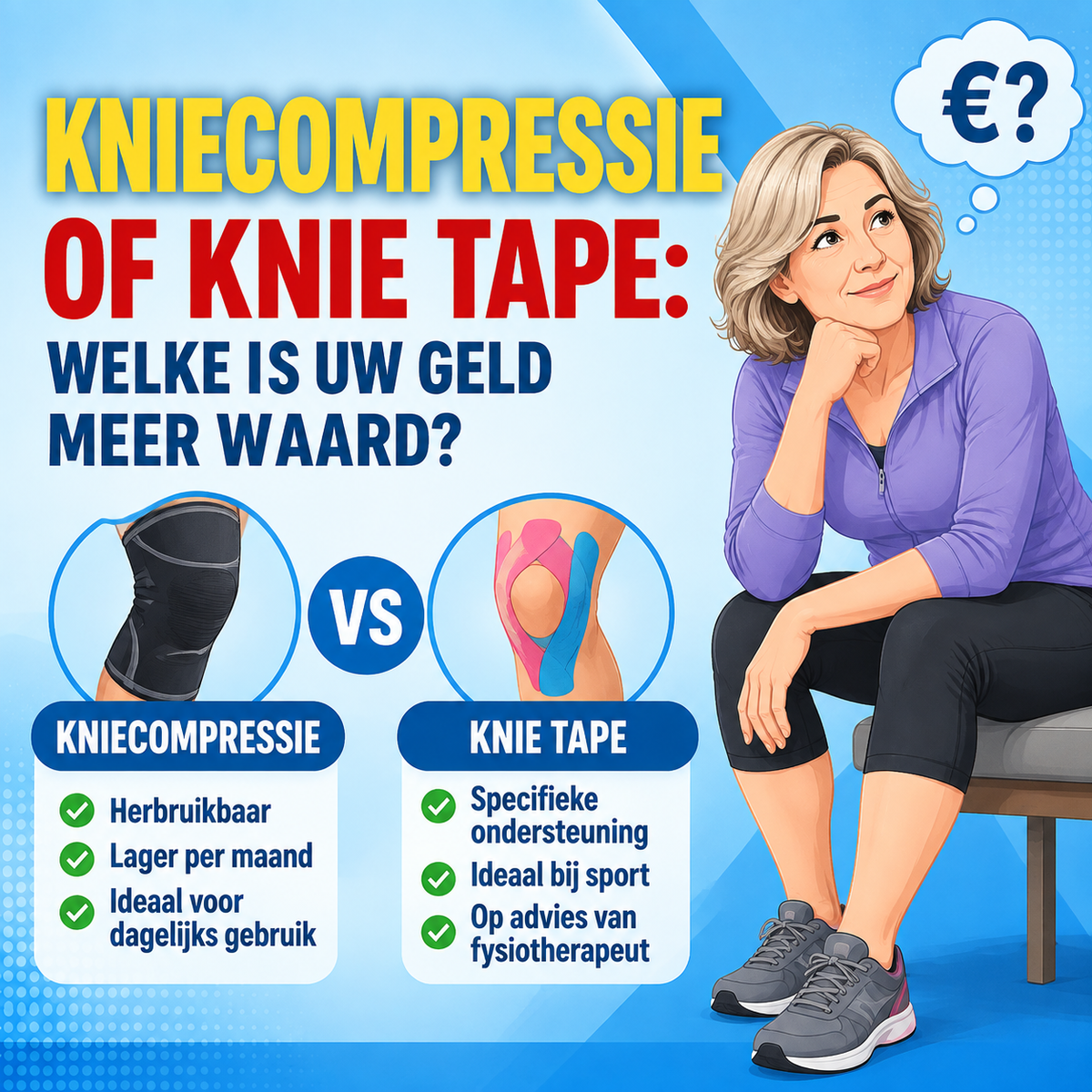Kniecompressie of knie tape: welke is uw geld meer waard?