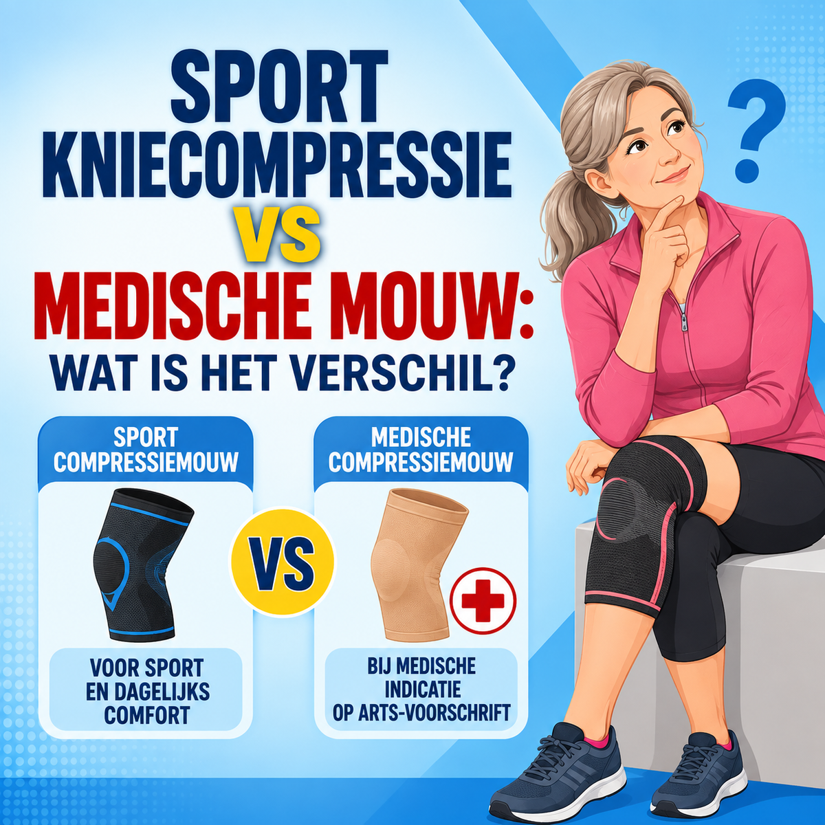 Sport kniecompressie vs medische mouw: wat is het verschil?