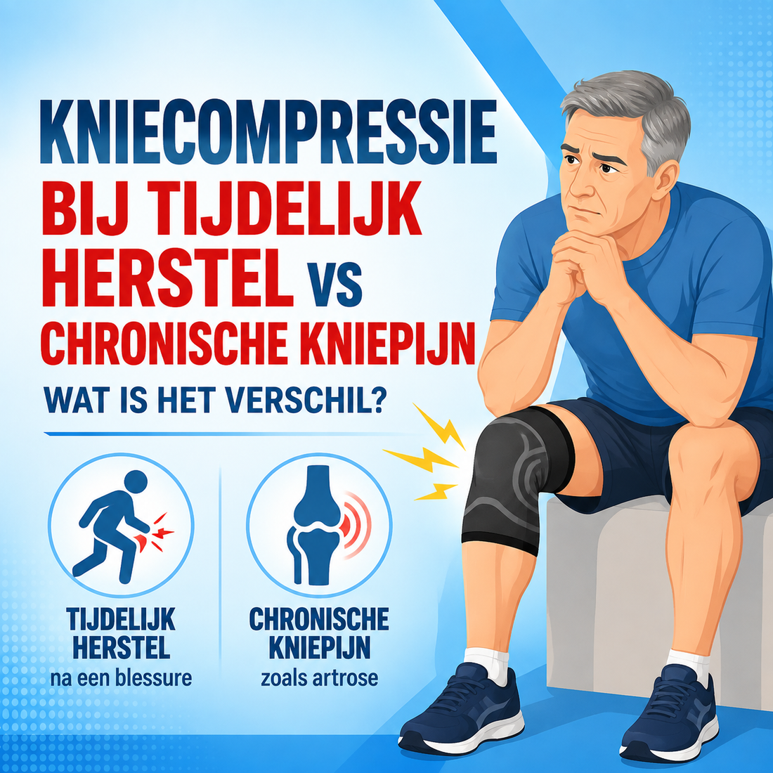 Kniecompressie bij tijdelijk herstel vs chronische kniepijn
