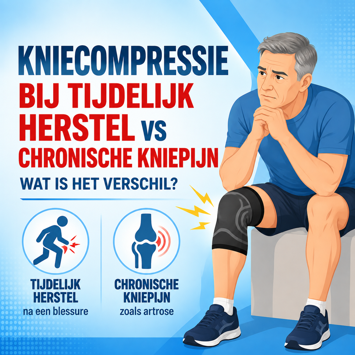 Kniecompressie bij tijdelijk herstel vs chronische kniepijn