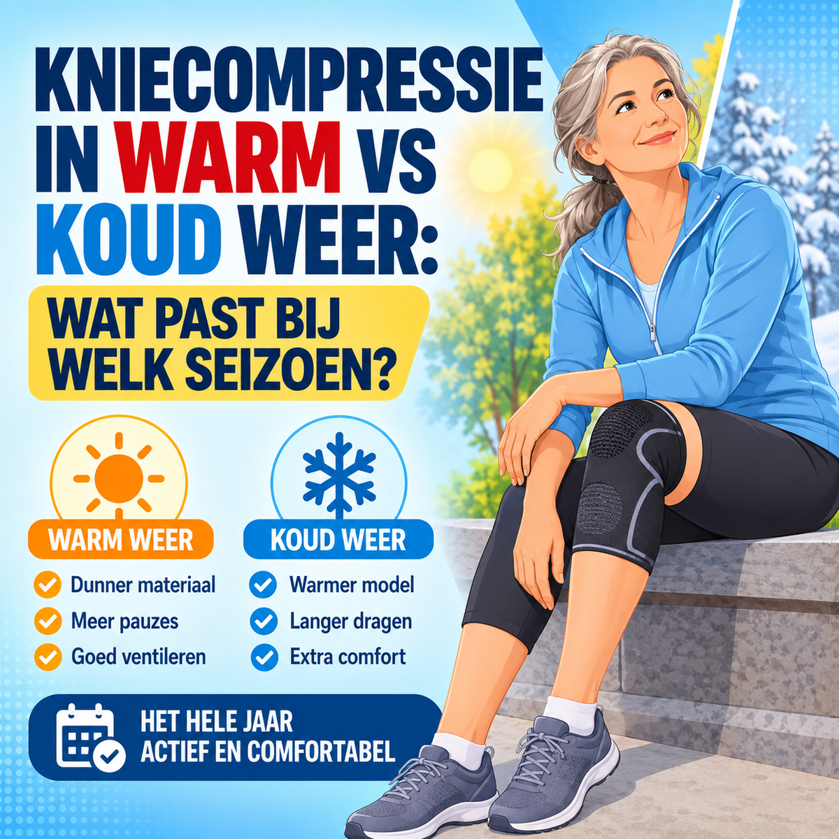 Kniecompressie in warm vs koud weer: wat past bij welk seizoen?