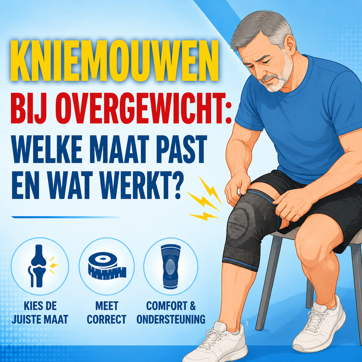 Kniemouwen bij overgewicht: welke maat past en wat werkt?