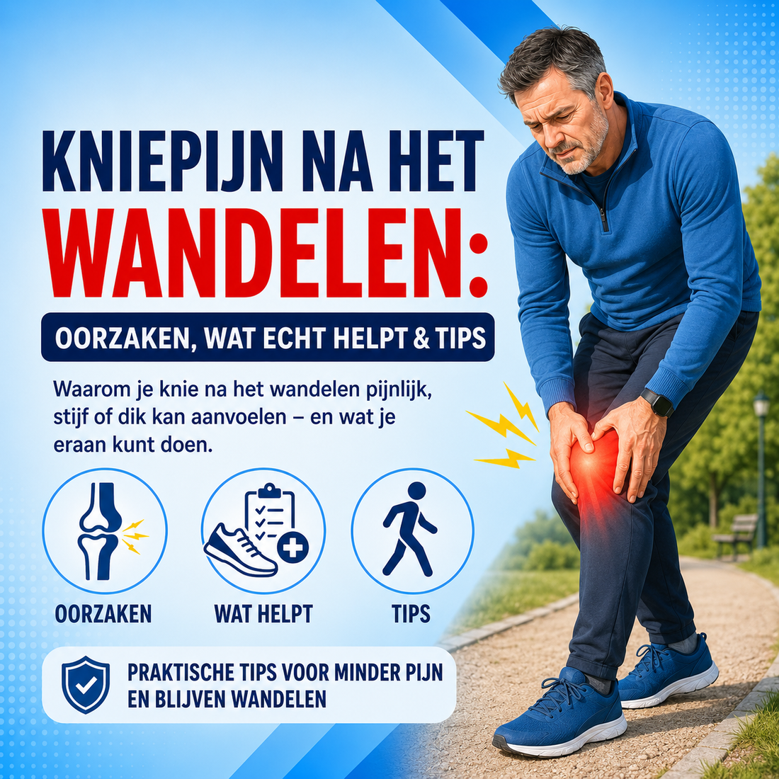 Kniepijn na het wandelen: oorzaken en wat echt helpt