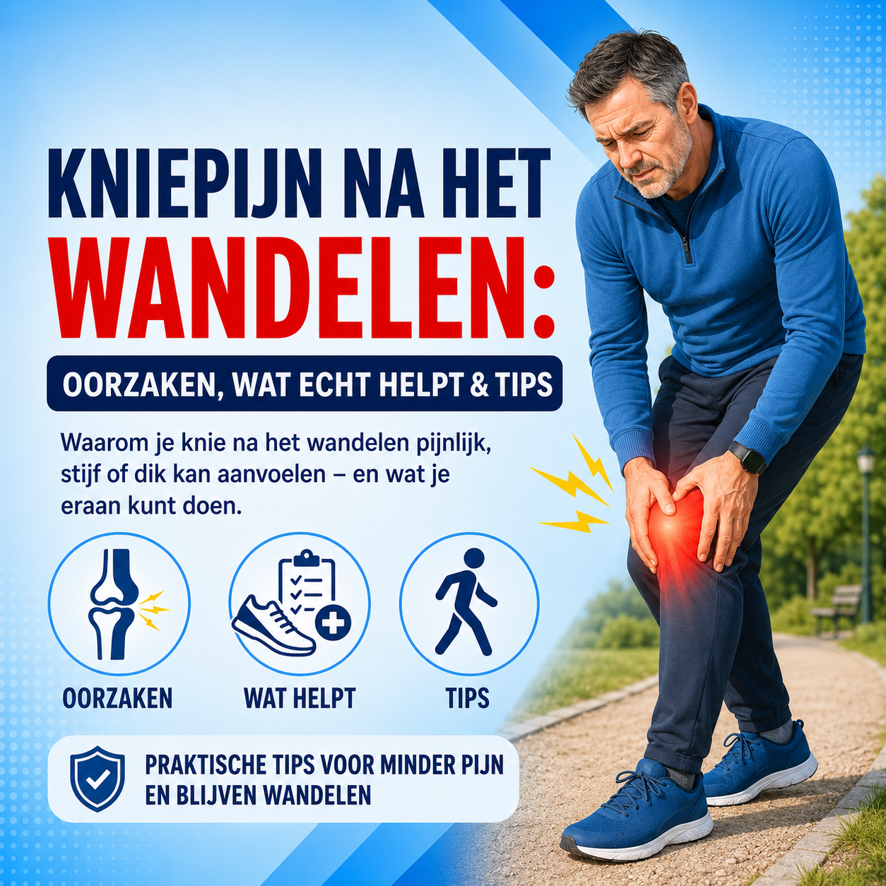 Kniepijn na het wandelen: oorzaken en wat echt helpt