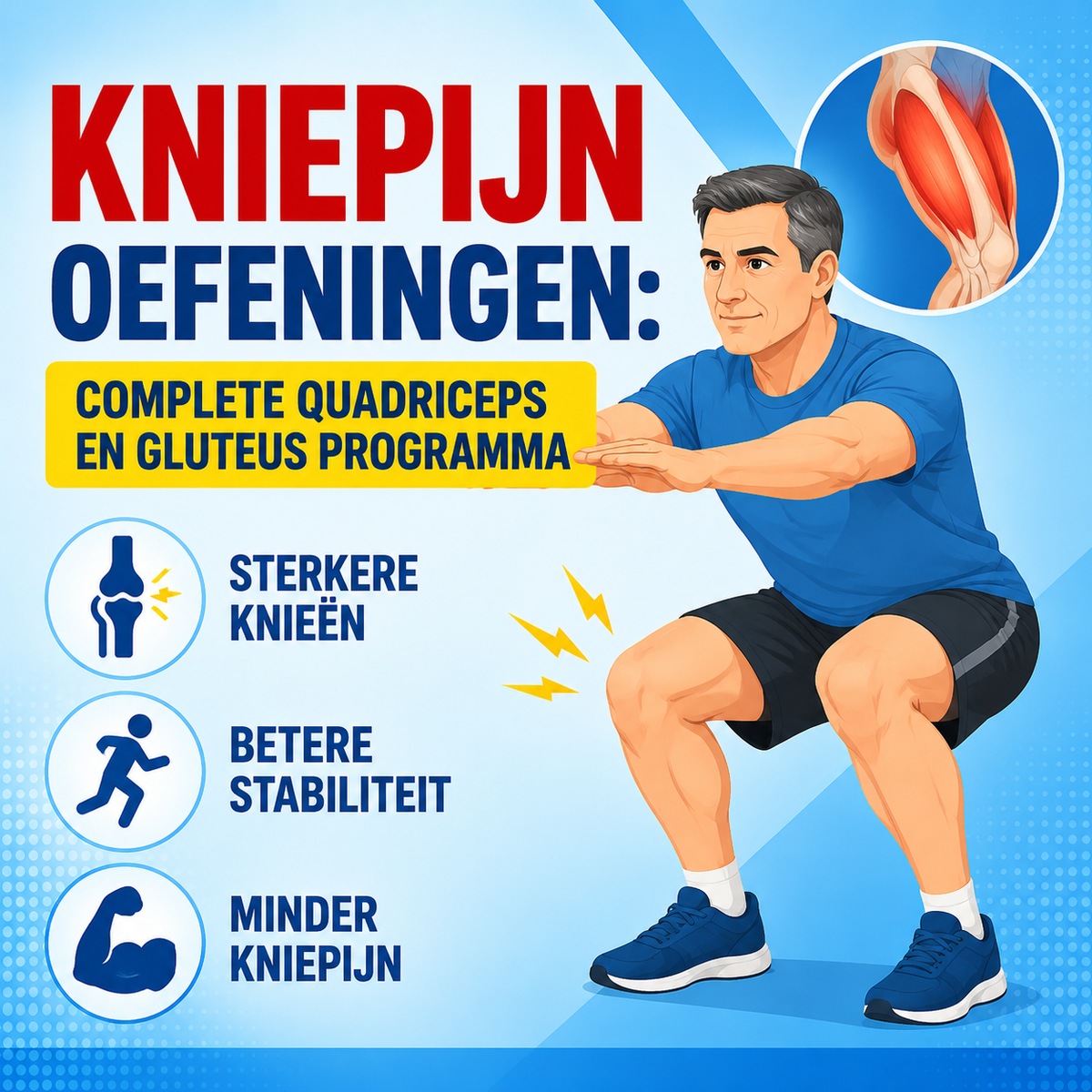 Kniepijn oefeningen: het complete quadriceps en gluteus programma