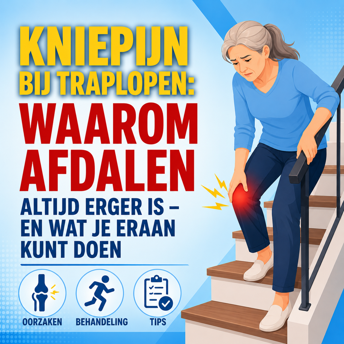 Kniepijn bij traplopen: waarom afdalen altijd erger is — en wat je eraan kunt doen
