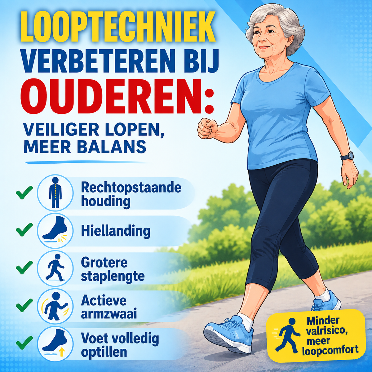 Looptechniek verbeteren bij ouderen: bewuste aanpassingen voor veiliger lopen