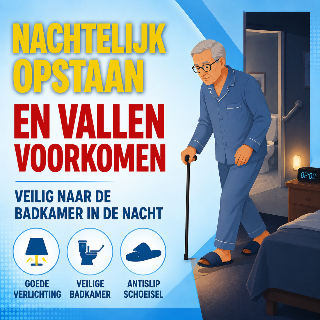Nachtelijk opstaan en vallen voorkomen: veilig naar de badkamer in de nacht