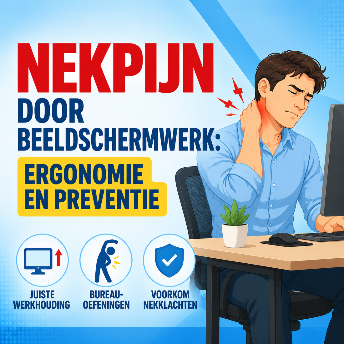 Nekpijn door beeldschermwerk: ergonomie en preventie