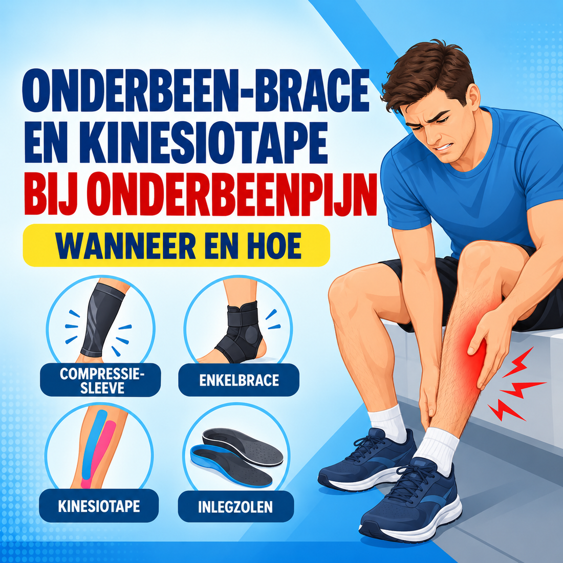 Onderbeen-brace en kinesiotape bij onderbeenpijn: wanneer en hoe