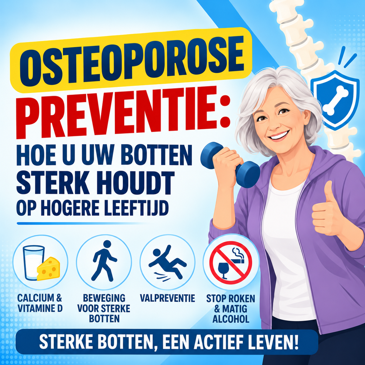 Osteoporose preventie: hoe u uw botten sterk houdt op hogere leeftijd