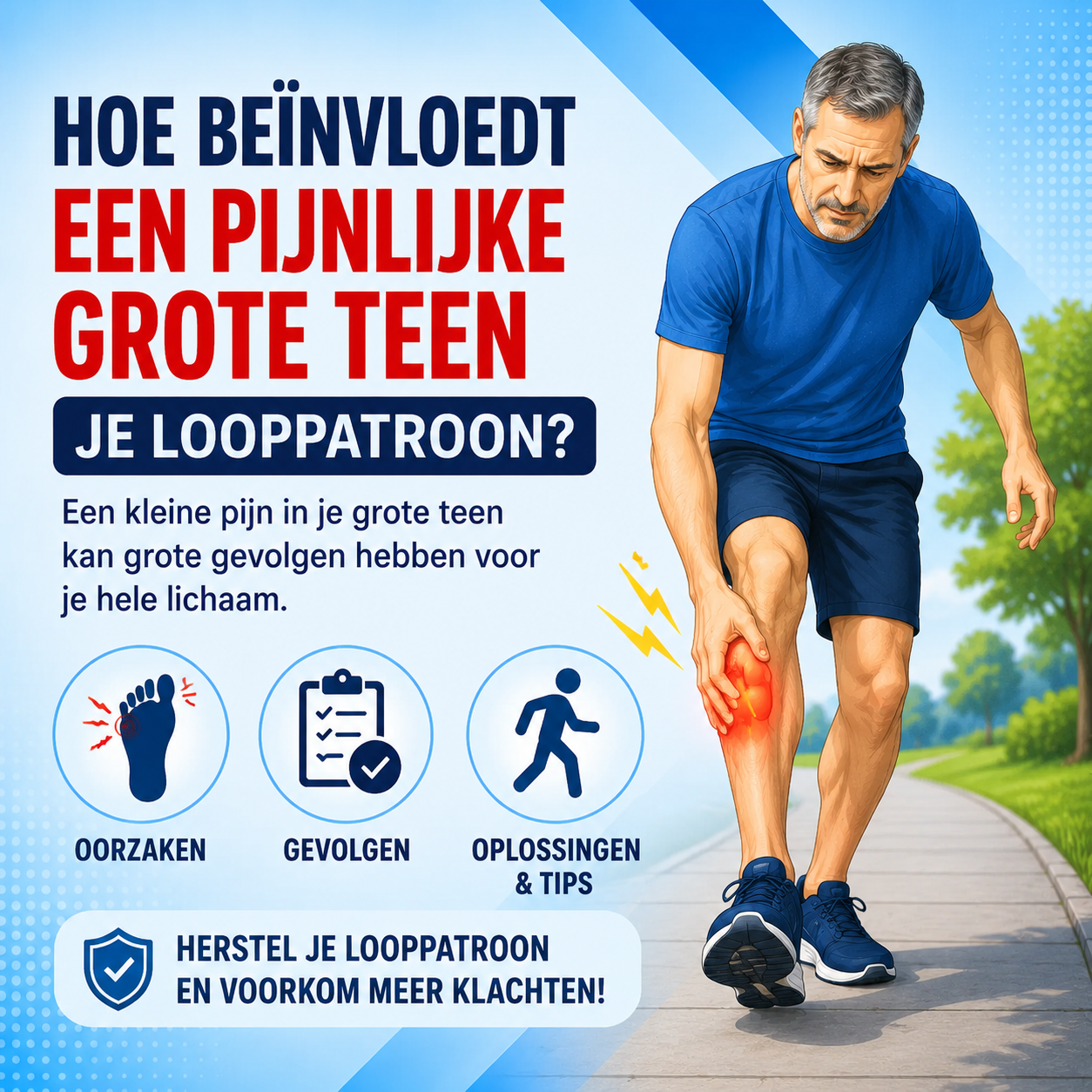 Hoe beïnvloedt een pijnlijke grote teen je looppatroon?