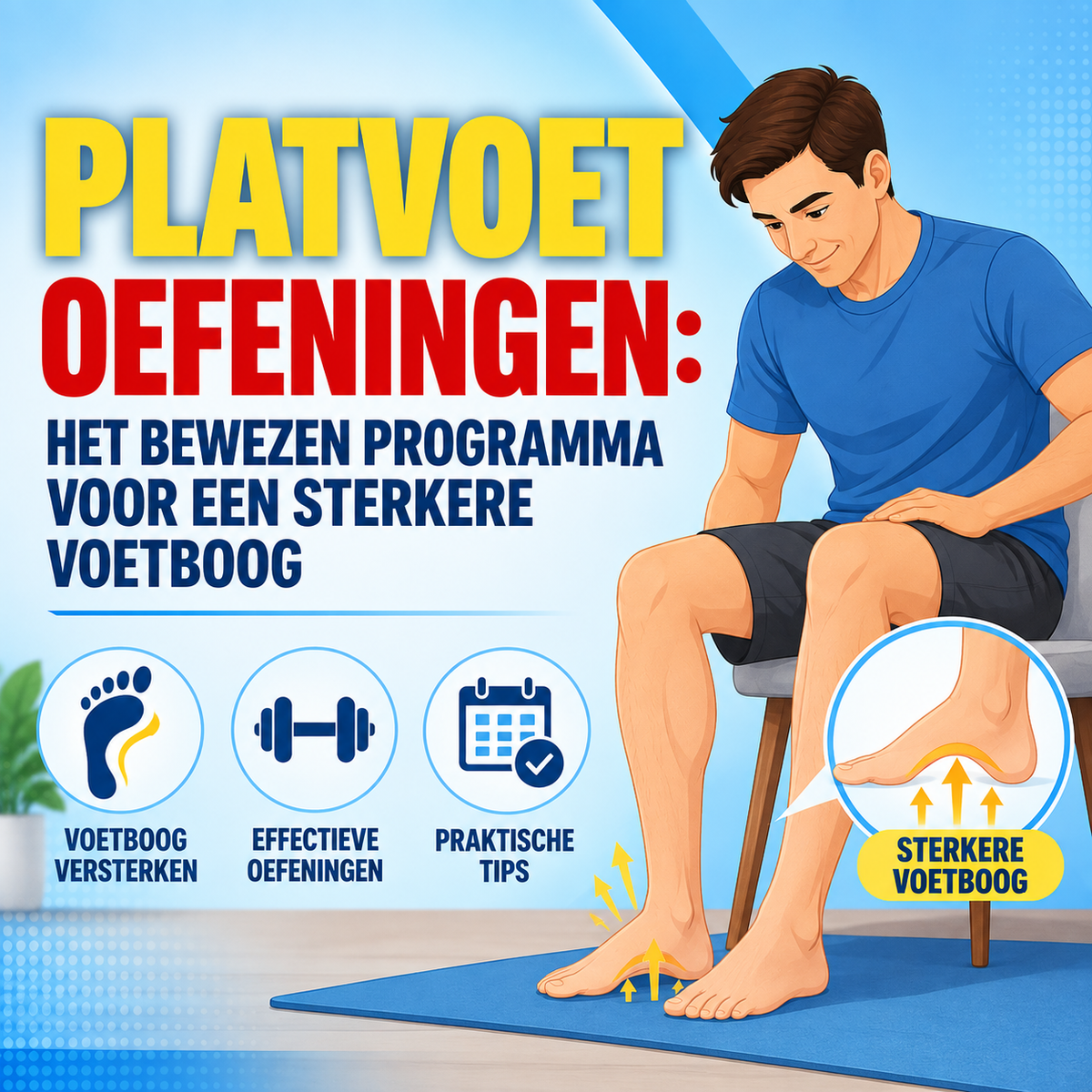 Platvoet oefeningen: het bewezen programma voor een sterkere voetboog