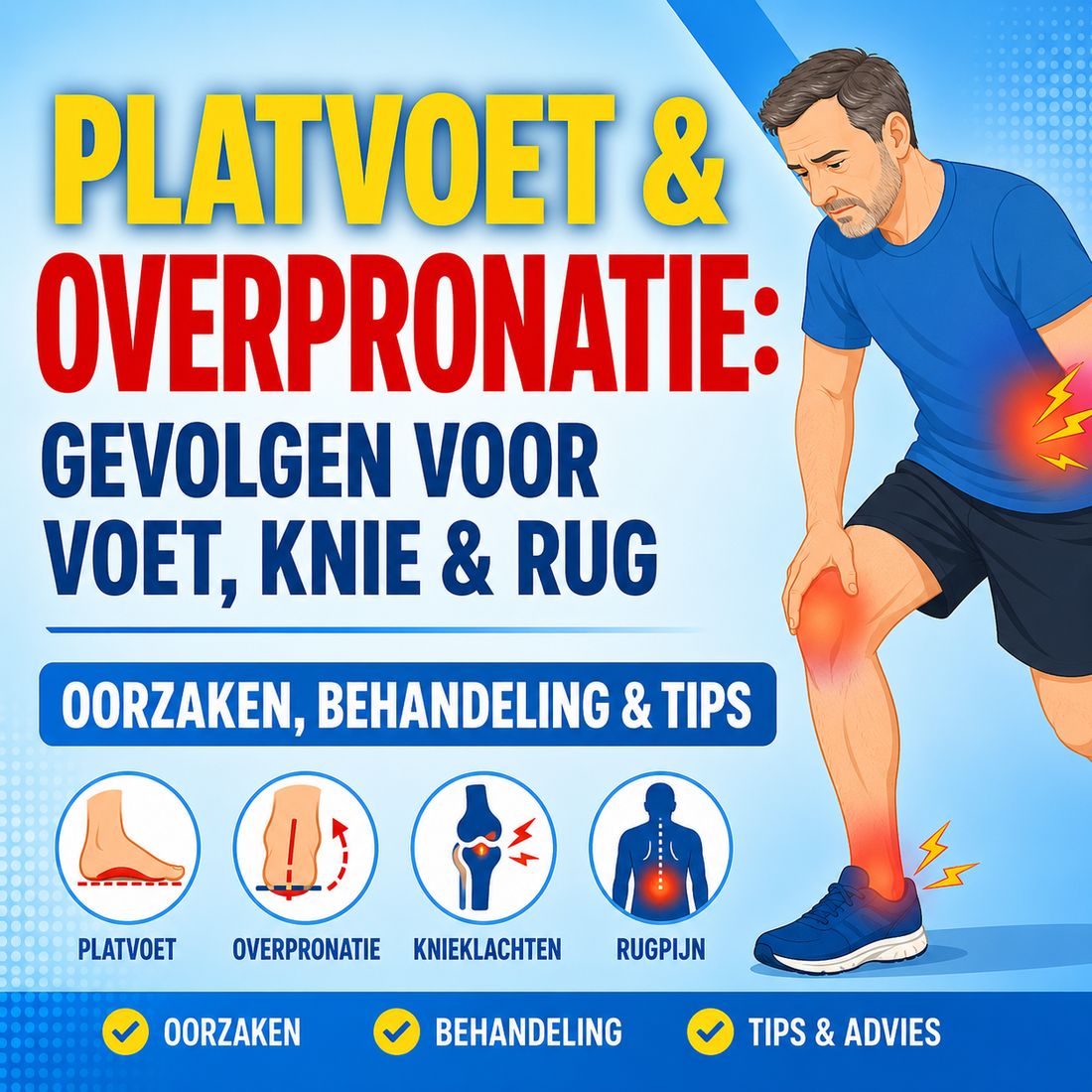 Platvoet en overpronatie: gevolgen voor de voet, knie en rug