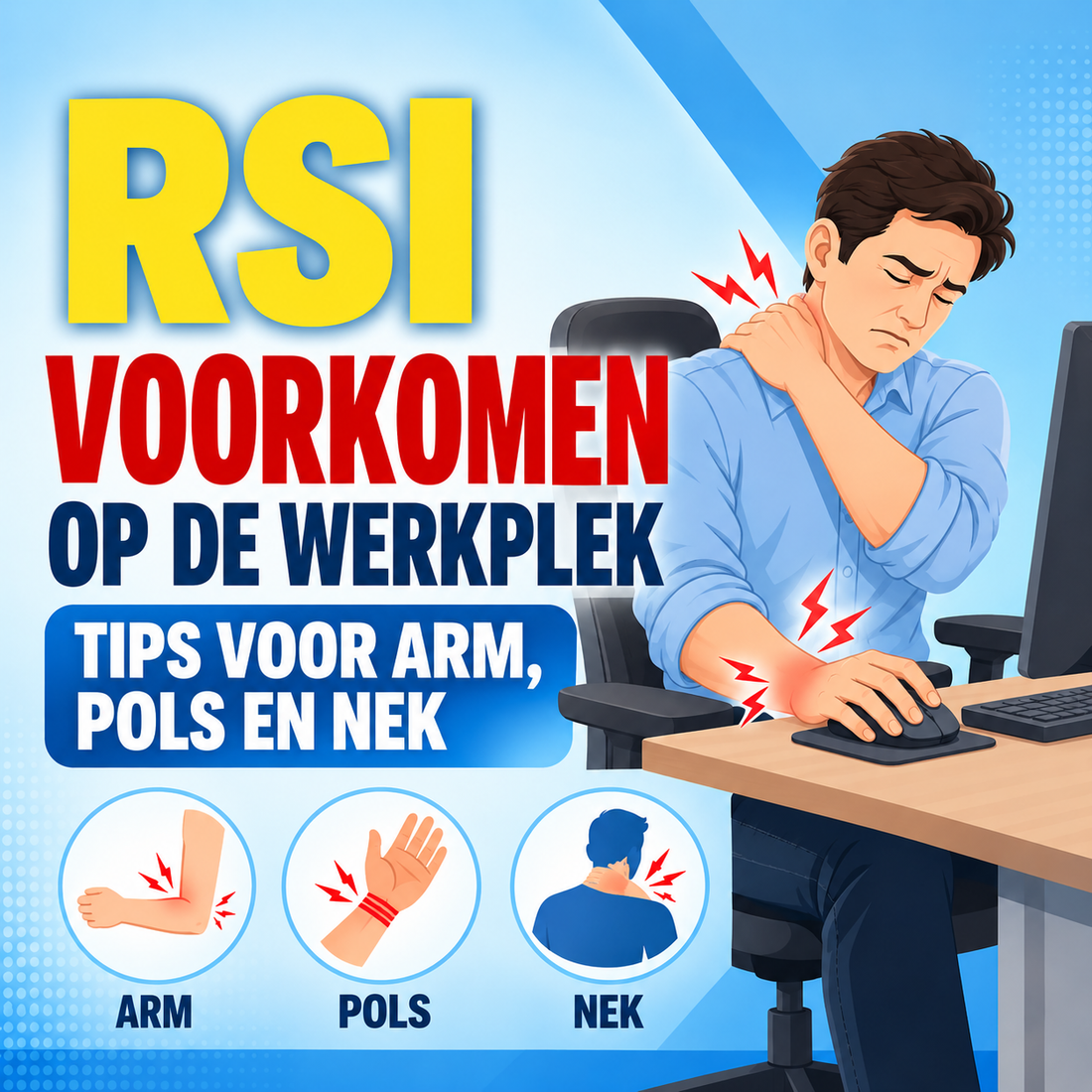 RSI voorkomen op de werkplek: tips voor arm, pols en nek