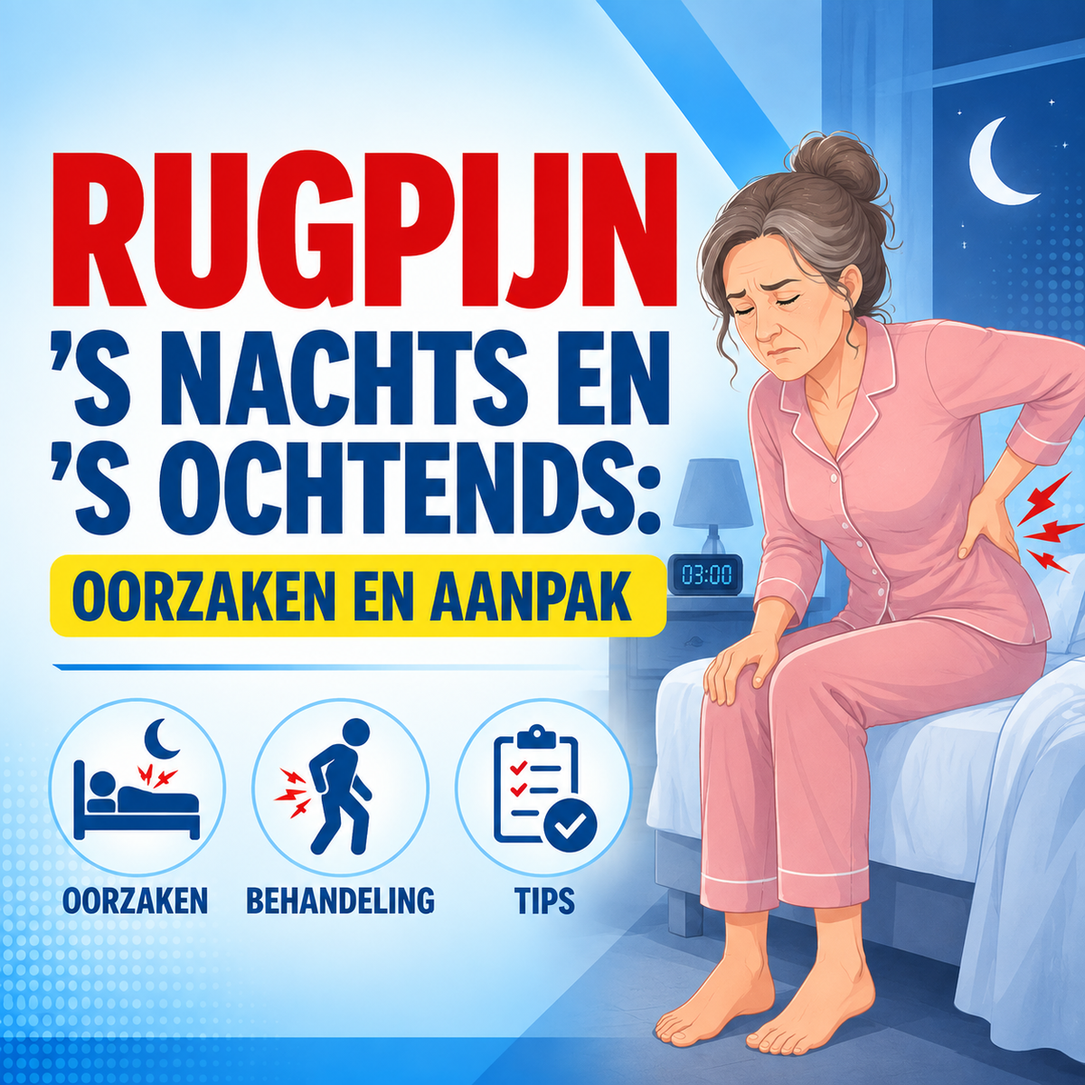 Rugpijn 's nachts en 's ochtends: oorzaken en aanpak