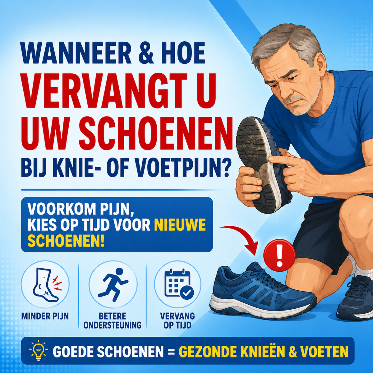 Wanneer en hoe vervangt u uw schoenen bij knie- of voetpijn?