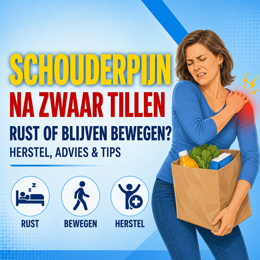 Schouderpijn na zwaar tillen: rust of blijven bewegen?