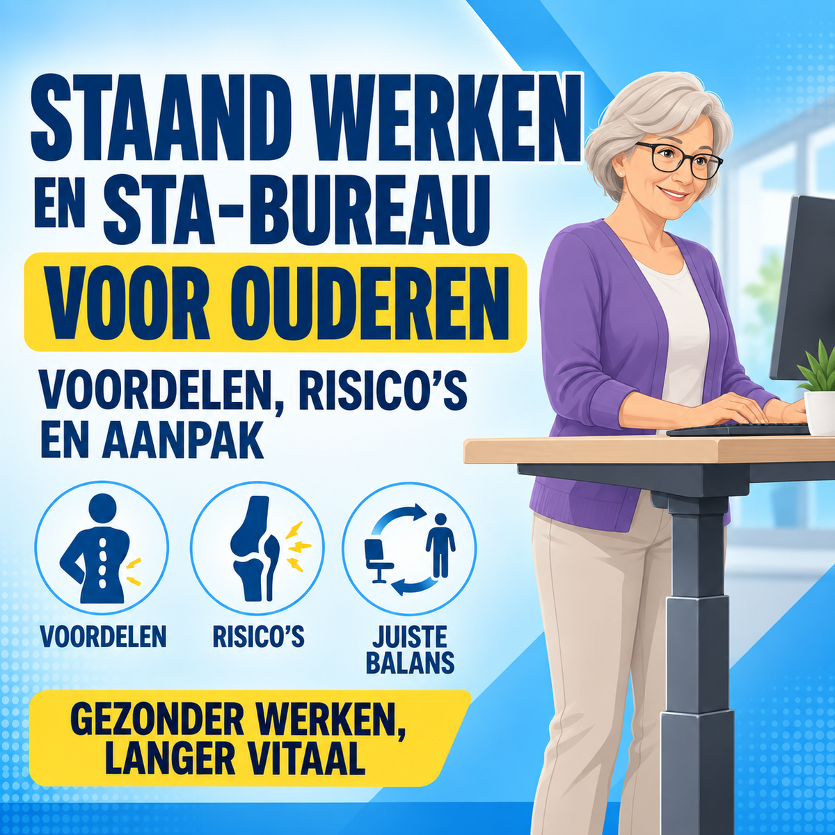 Staand werken en sta-bureau voor ouderen: voordelen, risico's en aanpak