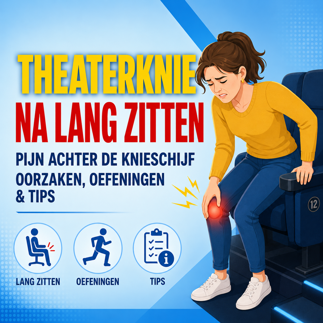 Theaterknie: kniepijn door lang zitten — herkenbaar?