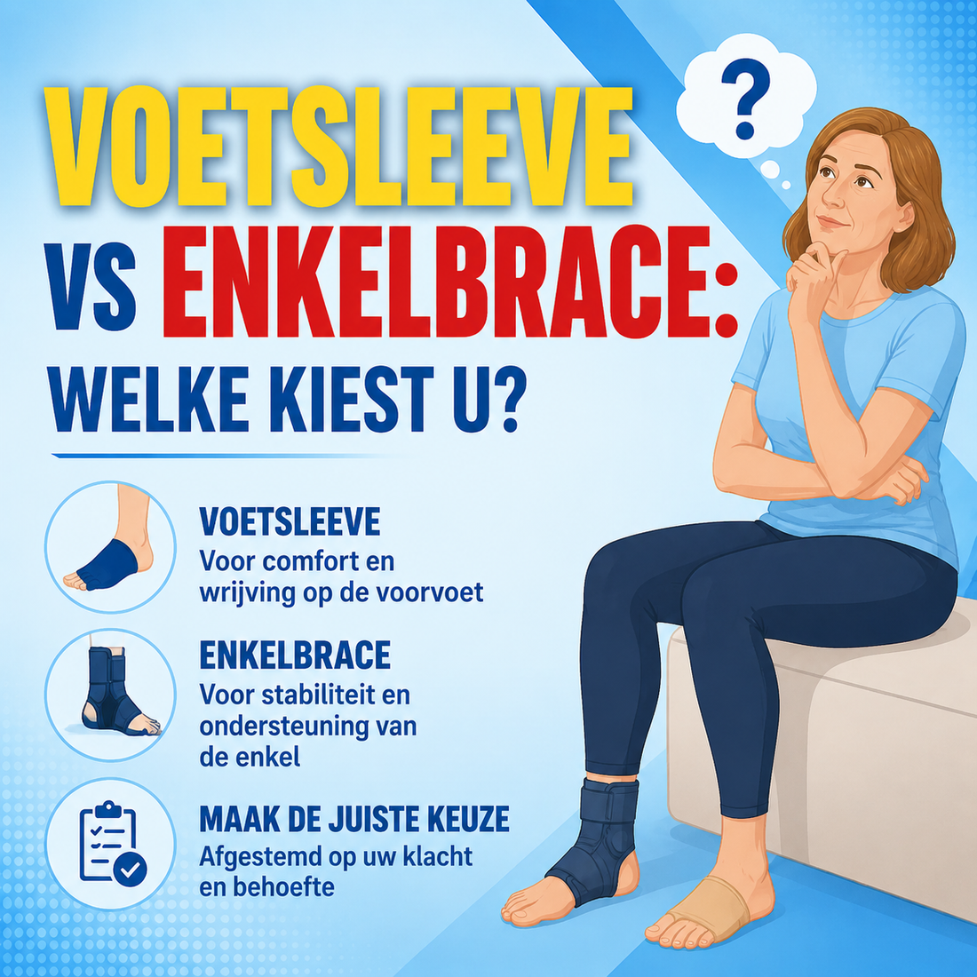 Voetsleeves vs enkelbrace: welke kiest u?