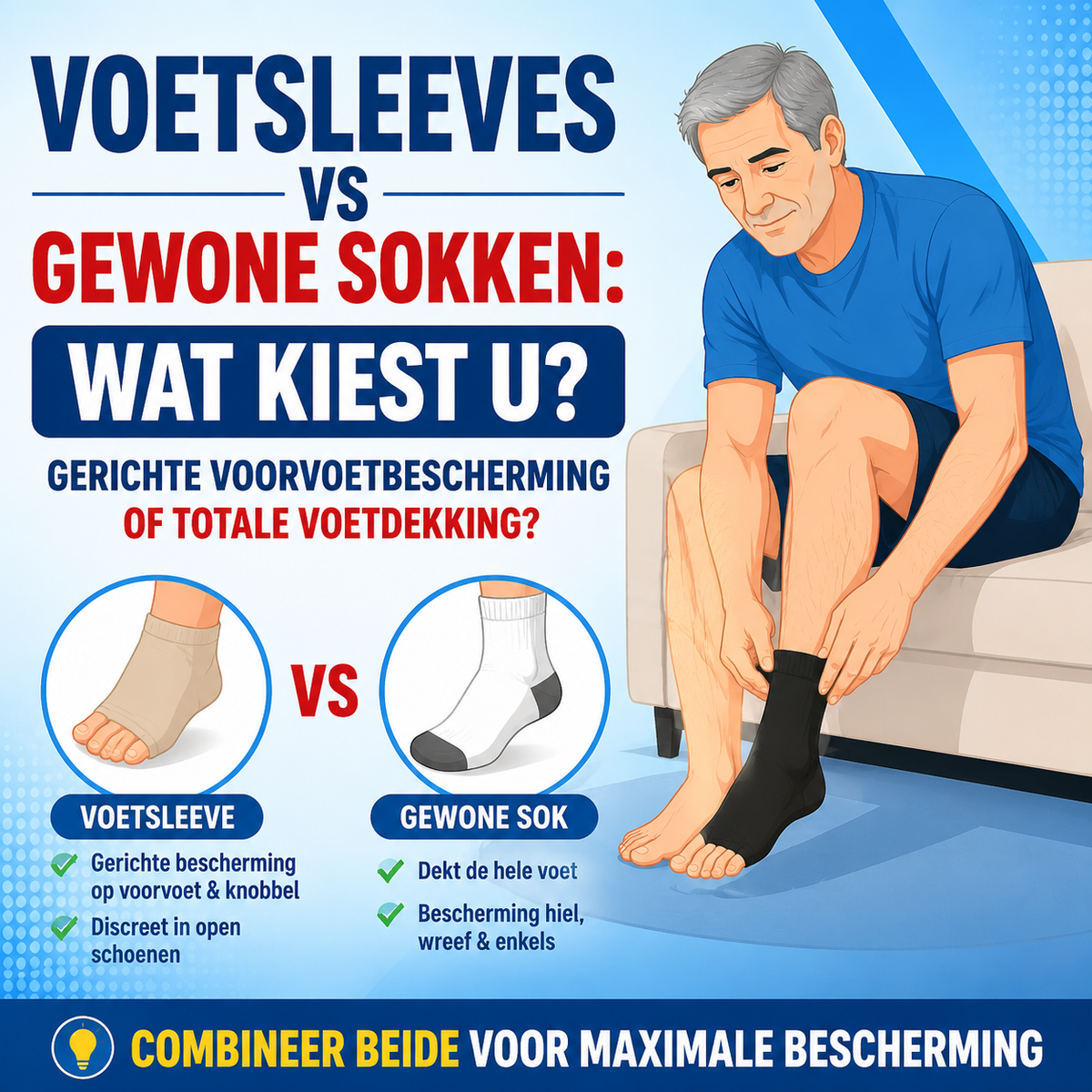 Voetsleeves vs gewone sokken bij voetklachten: wat kiest u?