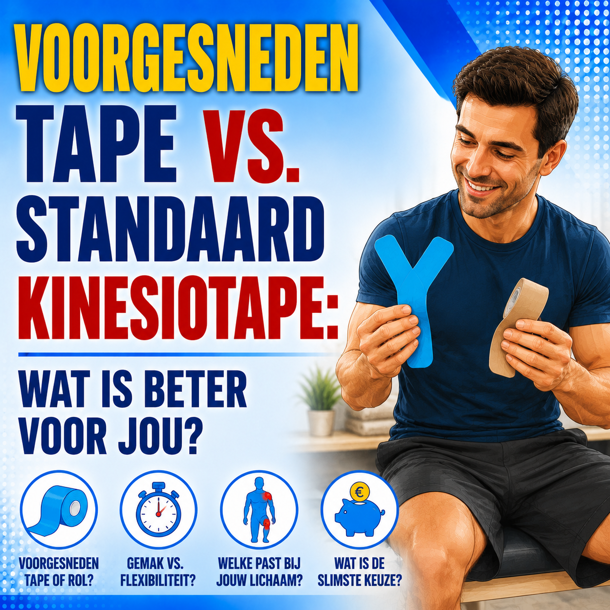 Voorgesneden tape vs. standaard kinesiotape: wat is beter?