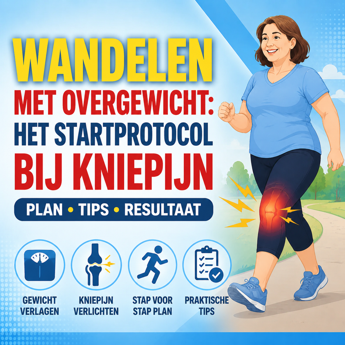 Wandelen met overgewicht: het startprotocol bij kniepijn
