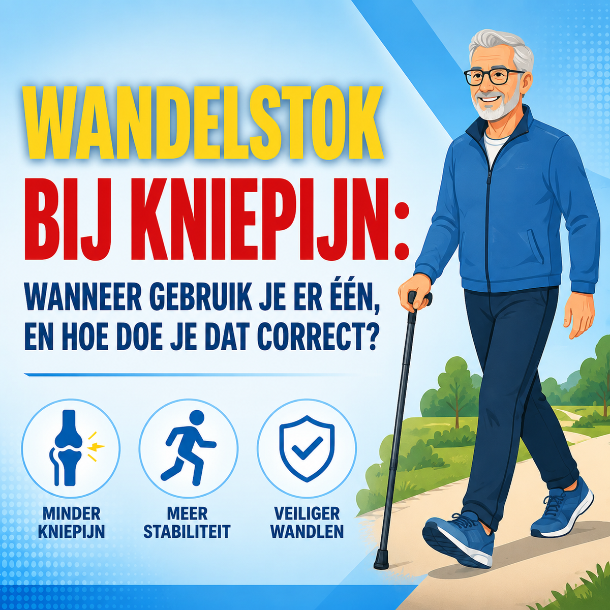 Wandelstok bij kniepijn: wanneer gebruik je er één, en hoe doe je dat correct?
