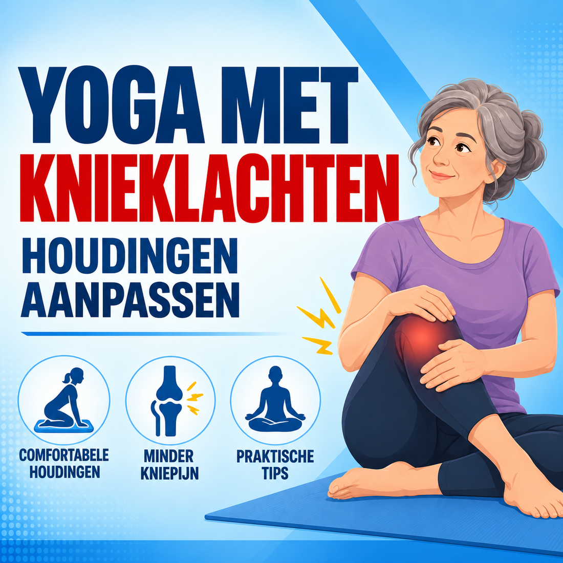 Yoga met knieklachten: houdingen aanpassen