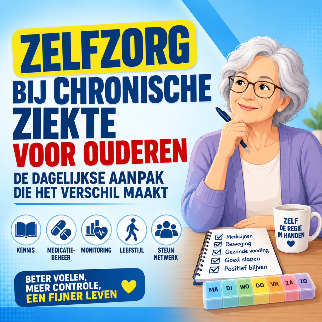 Zelfzorg bij chronische ziekte voor ouderen: de dagelijkse aanpak die het verschil maakt
